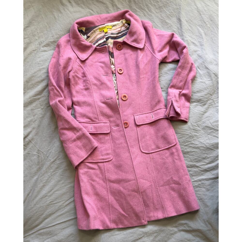 John‎ Carlisle Vintage Womens Pink Mid Pea Coat with Printed Lining Size S